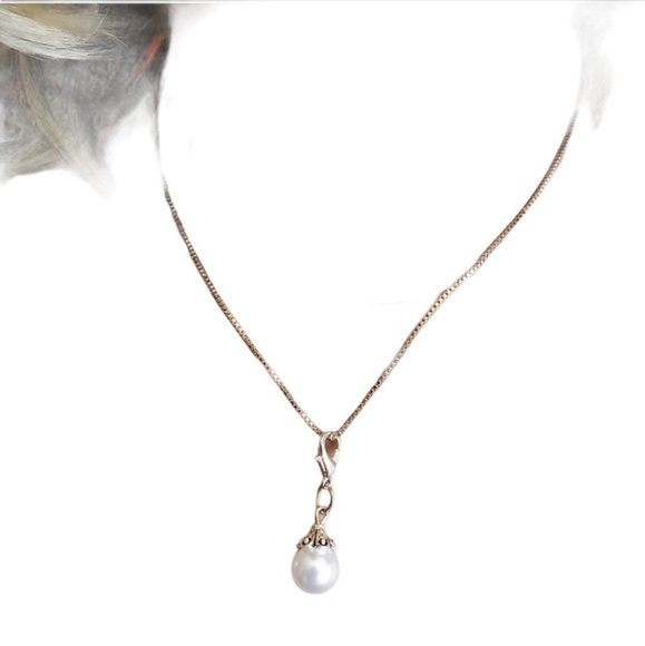 Silver Plated Faux Pearl Pendant Necklace Christmas gift - Picture 7 of 7